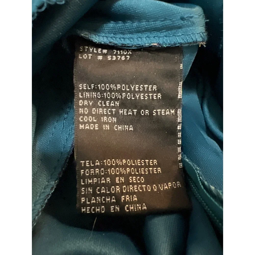 XSCAPE Floral Maxi Dress Women 6 Teal Purple Ruffle Strapless Tropical Gown - Picture 9 of 12